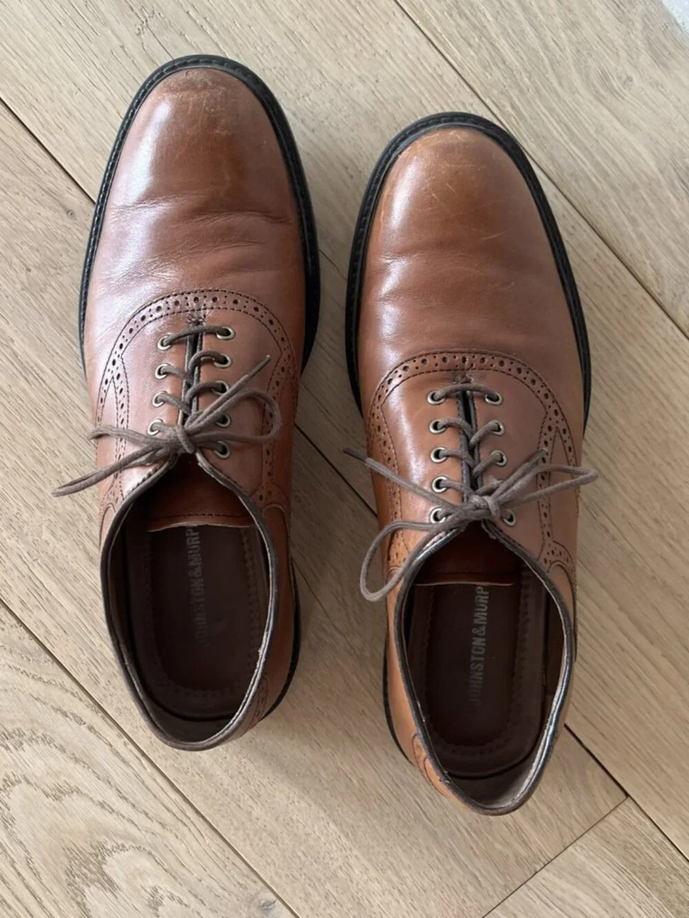 Johnston & Murphy Men’s Brown Leather Lace-Up Derby Dress Shoes Size 10.5 Medium